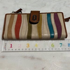 Vintage FOSSIL Striped Wallet, Genuine Leather